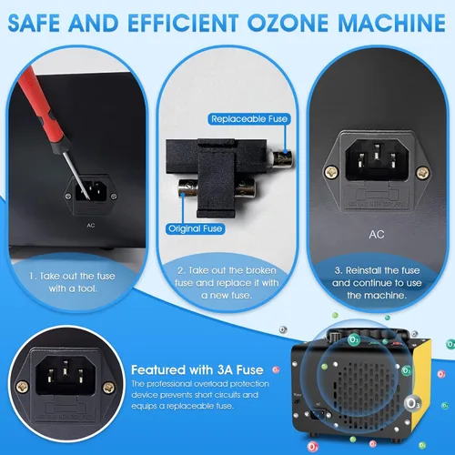 Miniatura 8 de JOBYNA Generador de ozono Agua Aire, 28,000 mg/h Modo de aire y 500 mg/h Modo de agua Purificador de aire de ozono, Máquina de ozono doméstico e