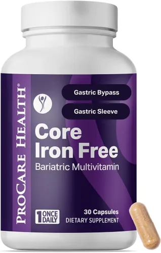 Procare Health Multivitamínico bariátrico sin hierro (30 cápsulas vegetales de disolución rápida) – Vitaminas bariátricas para manga gástrica y
