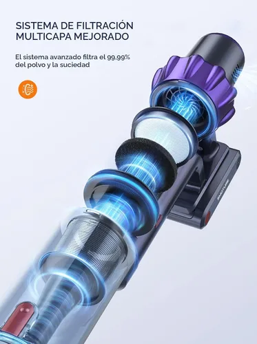 Miniatura 6 de Aspiradora inalámbrica, 2 baterías, aspiradoras de 110 minutos de tiempo de funcionamiento para el hogar, aspiradora de palo de 45 KPA 550 W