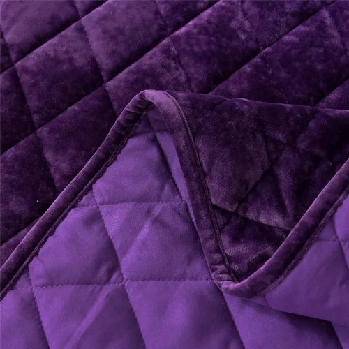 Miniatura 4 de Fredsure Juego de edredón de terciopelo envejecido, 3 piezas de tamaño Queen morado, cara de terciopelo envejecido y reverso de microfibra cepillada