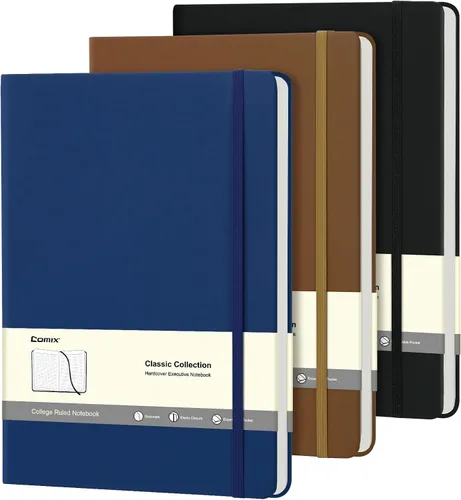 Miniatura 17 de COMIX Paquete de 3 cuadernos de diario rayados A4, 240 páginas, tamaño grande, 8.5 x 11 pulgadas, negro, cuadernos de tapa dura para hombres
