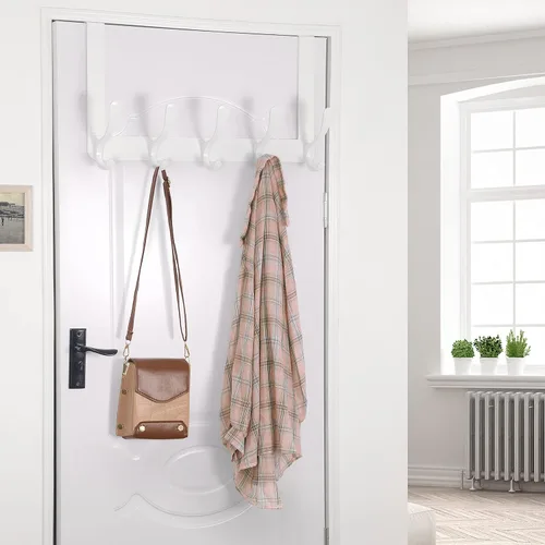 Miniatura 2 de SKOLOO Gancho para colgar sobre la puerta, ganchos para colgar ropa, toallas, abrigos, sombreros, gancho para toallas sobre la puerta, color blanco