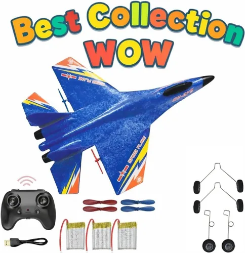 Miniatura 9 de Avión RC 2.4Ghz Control remoto RTF Jet - 2 canales Su-27 aviones anticaídas - Planeador fácil de volar con estabilización giroscópica adecuado