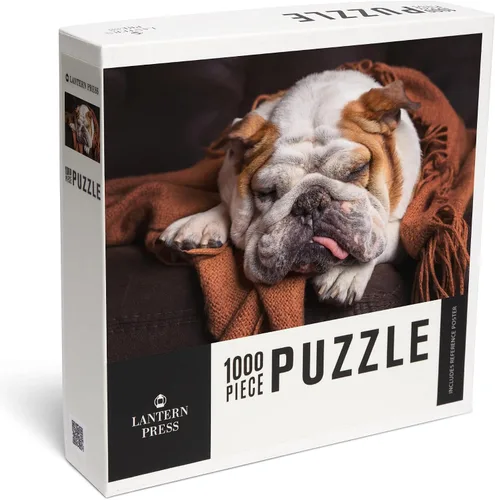 Miniatura 2 de Rompecabezas de Bulldog Inglés de 1000 piezas – Bulldog durmiendo en el sofá, rompecabezas para adultos, lindo rompecabezas de perro, fabricado