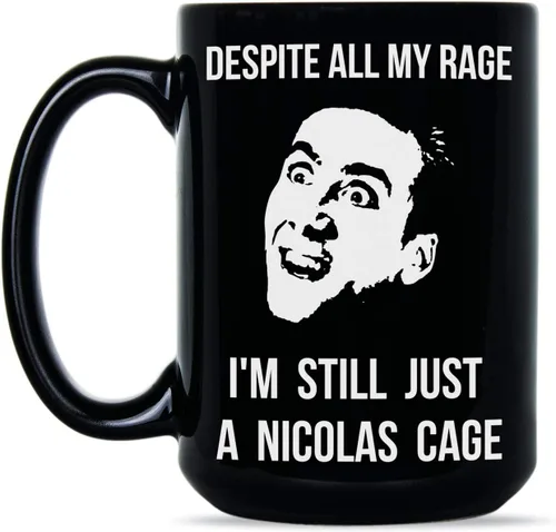 Miniatura 4 de We Got Good Taza Nicolas Cage con texto en inglés "Despite All My Rage