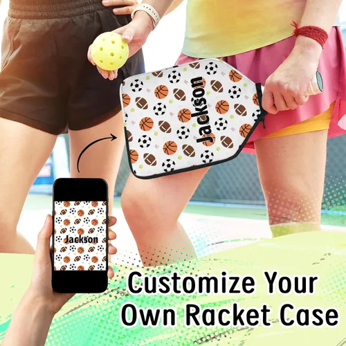 Miniatura 8 de Funda de paleta de pickleball personalizable, 1/2 paquetes de texto personalizado, nombre y foto, ajuste universal para hombres y mujeres