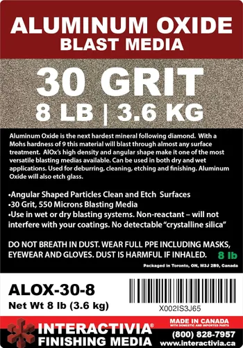 Miniatura 6 de Óxido de aluminio #30 - 8 libras - Medios abrasivos de chorro de arena gruesa para gabinetes de voladura y pistolas de voladura.
