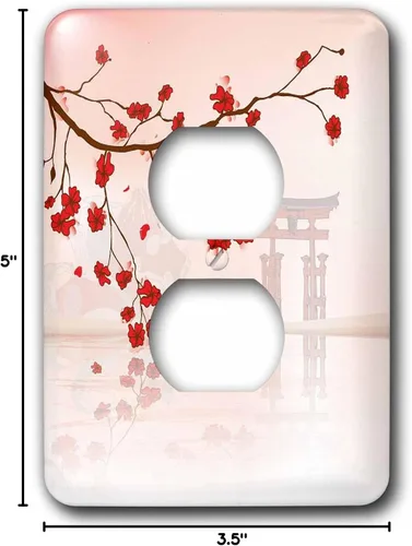 Miniatura 3 de 3dRose LSP _ _ _ _ _ _ _ _ _ _ 78460 _ _ _ _ _ _ _ _ _ _ 6 Pretty Cherry Blossoms against a peaceful Oriental Escena 2 Plug Outlet Cover