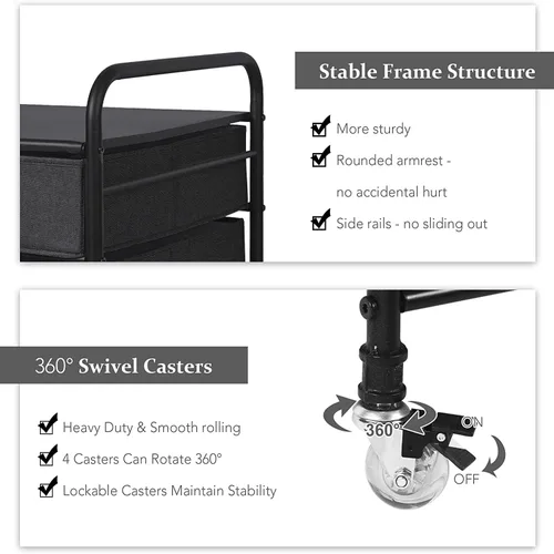 Miniatura 6 de EazeHome Mini soporte para refrigerador con almacenamiento, mini soporte para refrigerador, carrito de refrigerador de 2 cajones, unidad Negro