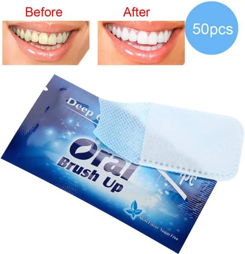 Miniatura 3 de 50 toallitas desechables, toallitas de cepillado oral, toallitas con sabor a menta para limpieza oral, uso de cuidado bucal