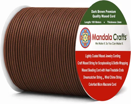 Miniatura 101 de Cuerda Mandala Crafts 0.03 pulgadas 109 yardas para hacer joyería, artesanía, macramé, cuerda de algodón encerado Negro