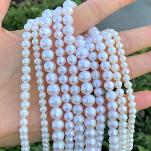 Miniatura 2 de Adabele 14 pulgadas real natural AA grado alto brillo patata redonda blanca cultivada de agua dulce perlas sueltas 0.276-0.315 in para fabricación