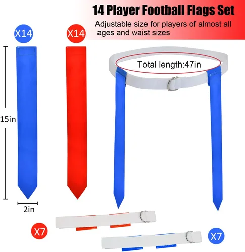 Miniatura 2 de Juego de banderas de fútbol para 14 jugadores/28 jugadores, incluye cinturones, banderas de fútbol, conos