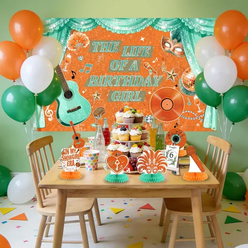 Miniatura 8 de Decoraciones para fiesta de cumpleaños de niña en My Showgirl Era, telón de fondo para fiesta de cumpleaños de Showgirl, decoración de fiesta