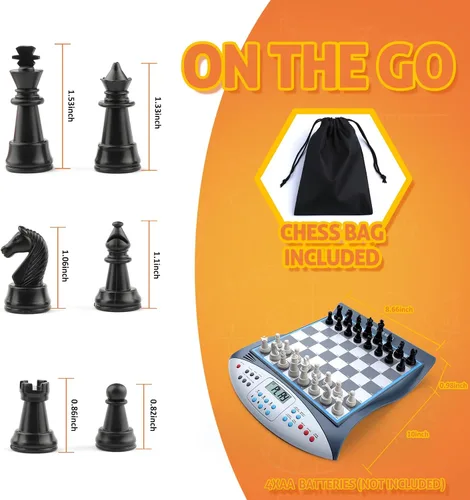 Miniatura 5 de Talking Chess Master - Juego de ajedrez electrónico con clasificación ELO de 2000, ideal para entrenamiento de estrategia cerebral, juego