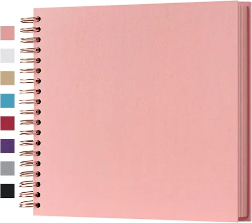 Miniatura 39 de potricher Álbum de scrapbook DIY de 10 x 10 pulgadas, 80 páginas de papel kraft grueso negro en blanco, libro de recuerdos para bodas y aniversarios