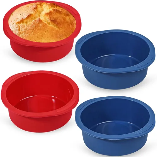 Webake Molde para pasteles de 5 pulgadas para hornear moldes redondos antiadherentes, LFGB Platinum Silicon Air Freidora de aire Juego de 4