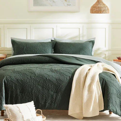 Miniatura 14 de Geniospin Juego de edredón tamaño matrimonial, ropa de cama con textura para todas las estaciones, con edredón, sábanas, fundas de almohada y fundas