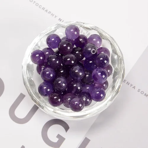 Miniatura 3 de 94 cuentas de piedra natural púrpura amatista de 0.315 pulgadas (2 hebras/juego) de piedras naturales redondas de piedras preciosas auténticas