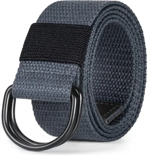 Miniatura 18 de Cinturón para mujeres y hombres de lona con hebilla negra 1 1/2" de ancho extra larga color sólido