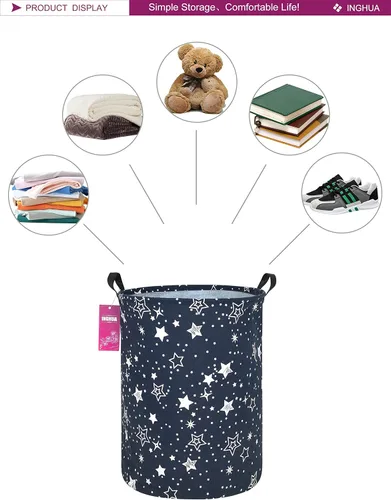 Miniatura 3 de Cesta de Ropa Sucia Grande de Tela de Lona Ligera Cesta de Almacenamiento/Organizador de Juguetes/Ropa Sucia Plegable Impermeable para Dormitorios
