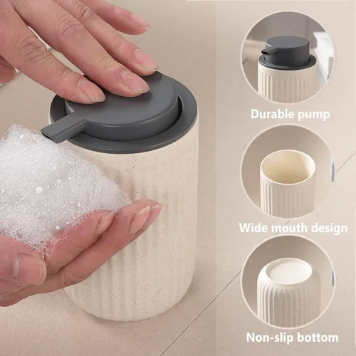 Miniatura 3 de Dispensador de jabón espumoso, dispensador de jabón líquido de espuma de cerámica para baño, dispensador de jabón de loción recargable de 12 onzas