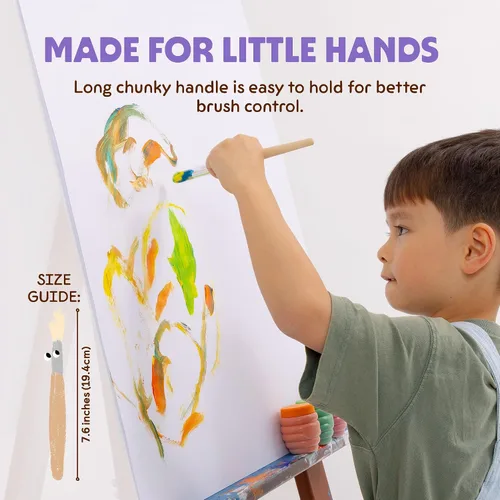 Miniatura 6 de Honeysticks Juego de pinceles de pintura Jumbo – Paquete de 3. Pinceles de pintura jumbo para niños con un mango de madera grande para un fácil