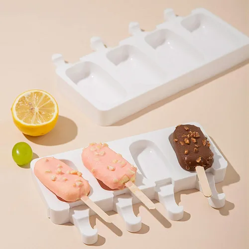 Miniatura 7 de 2 moldes de silicona para tartas más grandes con 100 palos de madera y 100 bolsas de paquete, moldes de silicona para paletas de hielo, molde