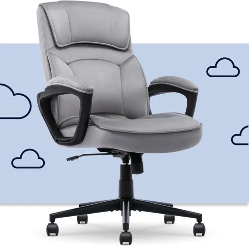 Miniatura 24 de Serta® Hannah Silla ejecutiva para oficina en casa, ergonómica de respaldo medio con soporte lumbar, cojín de asiento firme, almohadas corporales