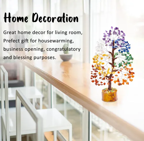 Miniatura 3 de Árbol de la vida de 7 chakras, árbol de la vida de cristal, árbol de piedras preciosas hecho a mano, árbol de Feng Shui, decoración de cristal