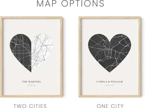 Miniatura 3 de HAUS AND HUES Póster personalizado con forma de corazón – Regalo personalizado para él y ella – Póster único para parejas – Regalo para bodas