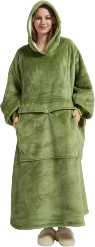 Miniatura 26 de Krifey Manta con capucha de sherpa de gran tamaño como regalo de cumpleaños para mamá, mujer, novia, hombre, acogedora sudadera con bolsillo gigante