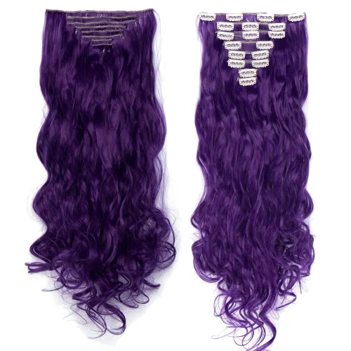 Miniatura 9 de S-noilite Extensiones de cabello sintético largo y lacio con clip de 23 a 26 pulgadas, 8 unidades, 18 clips, para mujeres, entrega de 2 a 5 días
