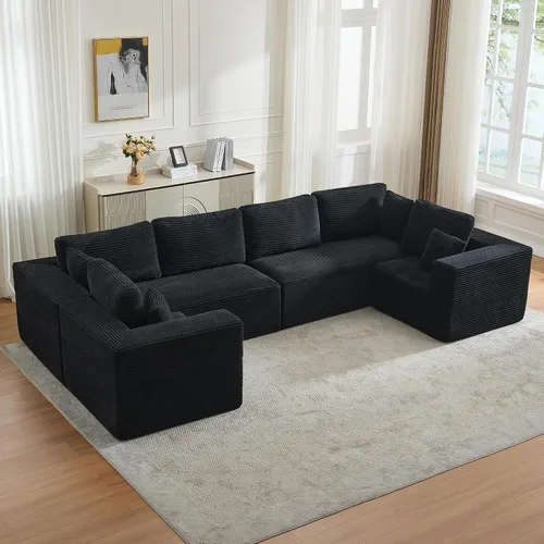 Miniatura 20 de Sofá modular Cloud de 106 pulgadas con diván en forma de L, moderno sofá modular sin hueso con asiento profundo, sofás tapizados para sala de estar