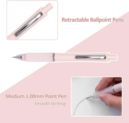 Miniatura 2 de Aisibeiger Bolígrafo de punta redonda con tinta negra, bolígrafos de bola con agarre súper suave, punta media de 1.0mm, bolígrafos de oficina