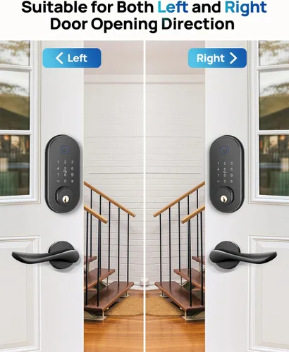 Miniatura 6 de Cerradura de puerta inteligente con huella digital sin llave, cerradura de puerta de entrada con control de aplicación, bloqueo automático, teclado