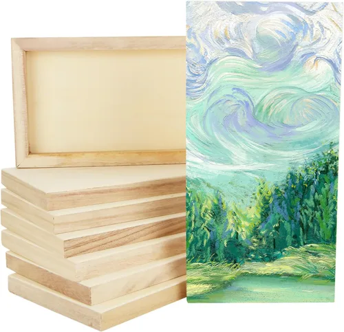 Miniatura 8 de Tableros de lienzo de madera sin terminar para pintar, paneles cuadrados en blanco para manualidades y suministros de arte mixtos, acrílicos