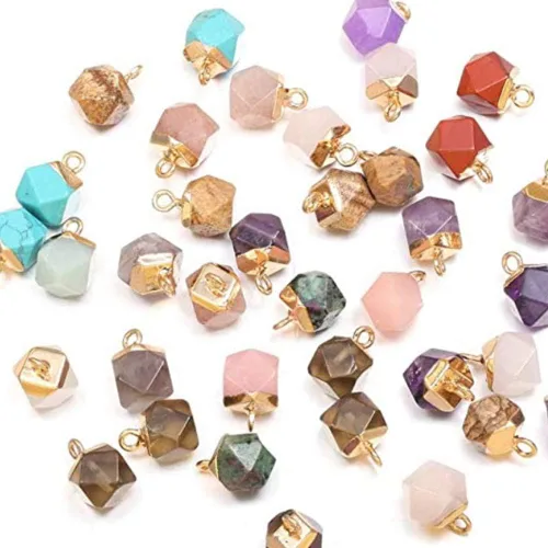 Miniatura 6 de 10 dijes cuadrados facetados de piedras preciosas naturales de amatistas para hacer collares y joyas