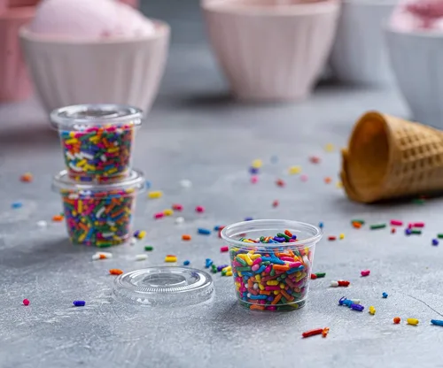Miniatura 7 de Paquete de 100 tazas de porción – Tazas de 1 onza con tapas, a prueba de fugas y apilables, vasos de gelatina, tazas de condimentos