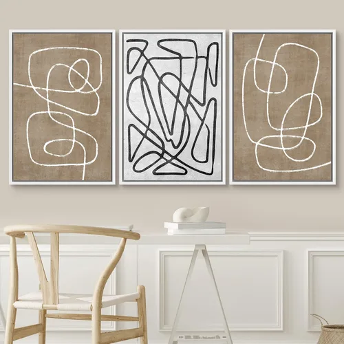 Miniatura 127 de SIGNWIN Lienzo enmarcado para pared, arte con pinceladas de flujo neutro en tonos beige abstractos, ilustraciones, arte moderno, decorativo