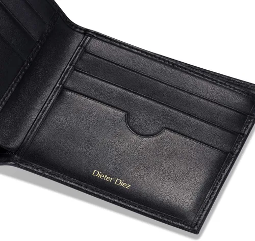 Miniatura 18 de HISCOW Billeteras plegables de cuero de grano completo para hombres, billetera minimalista delgada para hombre, regalos para papá, cumpleaños, día