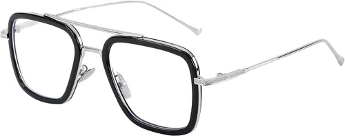 Miniatura 8 de Onrtry Tony Stark - Lentes de bloqueo de luz azul para hombres y mujeres, montura de metal retro, lentes de Iron Man Spider-Man Marco transparente