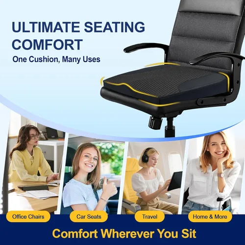 Miniatura 5 de kingphenix Cojín de asiento de automóvil – Almohadilla de espuma viscoelástica para comodidad de conducción – Aumenta la altura y alivia el coxis