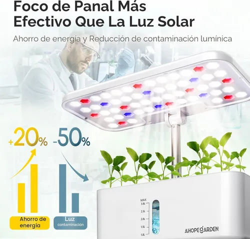 Miniatura 2 de Ahopegarden Sistema de cultivo hidropónico de jardín interior: Kit de germinación de plantas de 10 vainas, lámpara de crecimiento de hierbas y Blanco