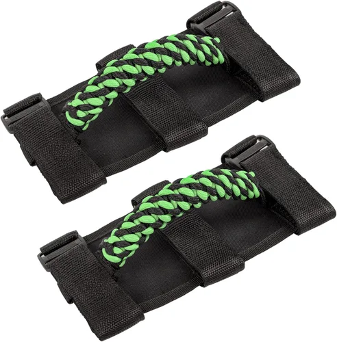 Savadicar 2 asas de agarre de barra antivuelco, mango de agarre de tejido circular compatible con Jeep Wrangler 1955-2023 CJ YJ TJ JK JKU JL JLU y