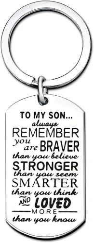 Llavero de Hijo para hombre y niño regalo para mi hijo You are Braver Stronger Smarter than you think acero inoxidable