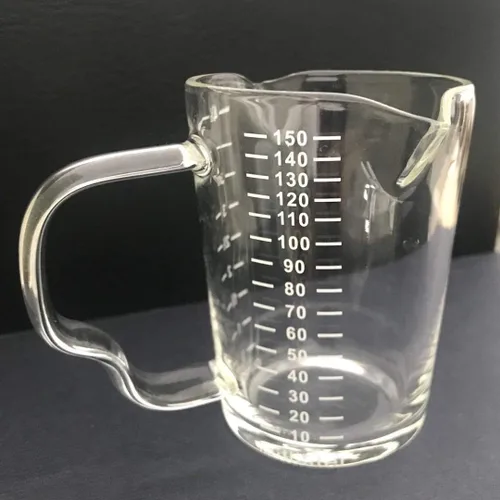 Miniatura 2 de Taza medidora de vidrio de 4 1/2 onzas con doble boquilla para café expreso, vaso graduado con mango aislado, jarra triple de escala transparente