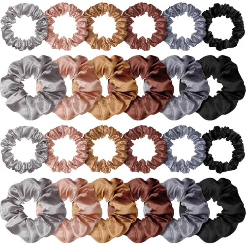 Miniatura 7 de WILLBOND 24 coleteros de satén para el cabello, bandas elásticas de seda a granel, soporte para cola de caballo para mujeres y niñas, accesorios