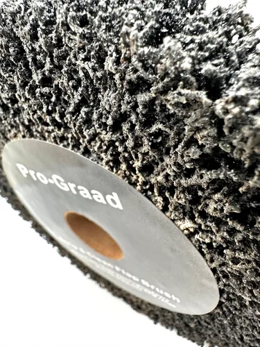 Miniatura 7 de Rueda de cepillo de solapa no tejida para amoladora de banco de 6" x 1" Negro, Grano 40 Extra Grueso, Desbaste y Limpieza, Granulado de Metal