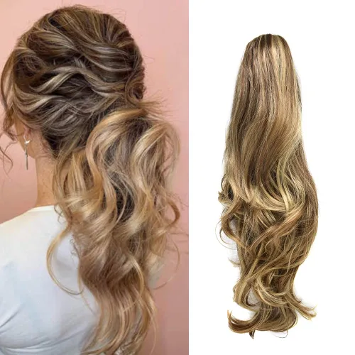 Miniatura 20 de Natural Mujeres Onduladas Chic Garra Pinza Pinza Cola de Caballo Coqueto Capa Extensión de Pelo 14" Rizado Fibra de Alta Temperatura Extensión de 1#
